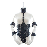 BDSM Bondage Genuine Leather Black Armor Harness