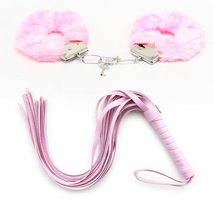 BDSM Set Plush Handcuffs With Whip