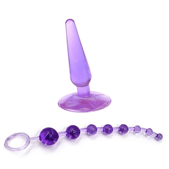 Jelly Anal Plug with Anal Beads