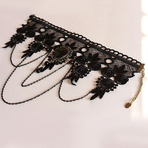 Vintage Gothic Rhinestone & Lace Layered