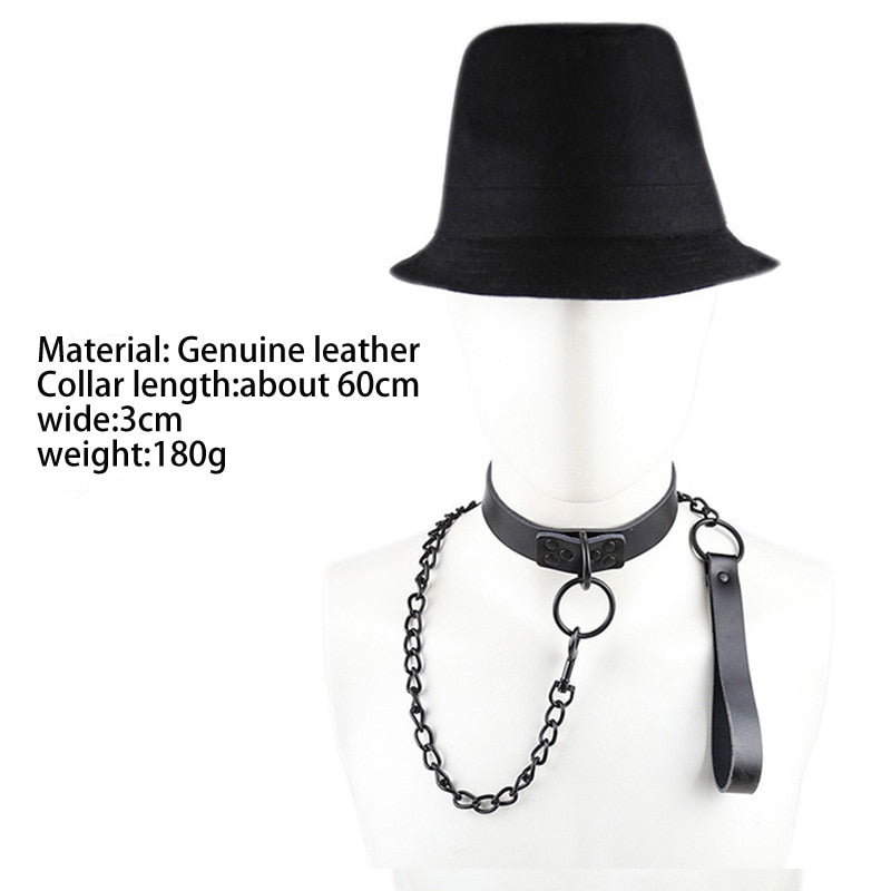 Sexy Genuine Leather Sex Necklace