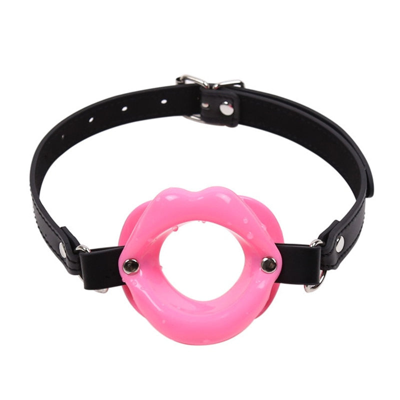 PU Leather Open Mouth Lips Gag