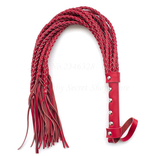 Genuine Leather Knitted Red Flogger