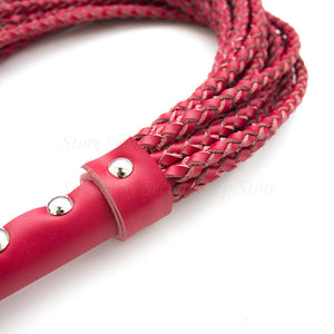 Genuine Leather Knitted Red Flogger